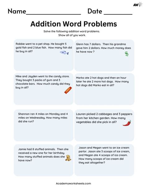 Word Problems Addition .